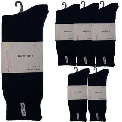 6 Pairs PREMIUM BAMBOO SOCKS Mens Heavy Duty Thick Work Socks BULK Cushion - Navy Blue - Image 2