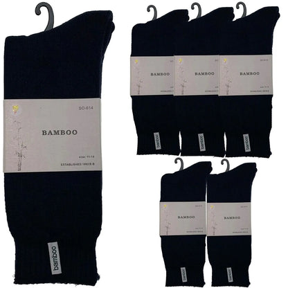 6 Pairs PREMIUM BAMBOO SOCKS Mens Heavy Duty Thick Work Socks BULK Cushion - Navy Blue - Image 5