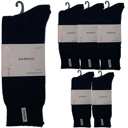 6 Pairs PREMIUM BAMBOO SOCKS Mens Heavy Duty Thick Work Socks BULK Cushion - Navy Blue - Image 6
