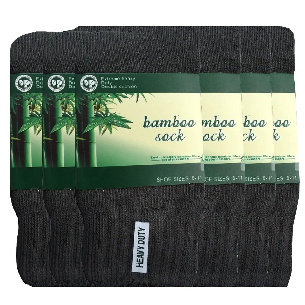 6 Pairs BAMBOO SOCKS Mens Heavy Duty Premium Thick Work Socks Cushion BULK - Charcoal Grey - Image 3