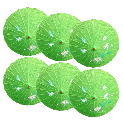 6x PARASOL UMBRELLA Chinese Japanese Bamboo Flower Pattern 80cm Large BULK - Light Green - Image 2