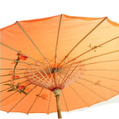 6x PARASOL UMBRELLA Chinese Japanese Bamboo Flower Pattern 80cm Large BULK - Orange - Image 4