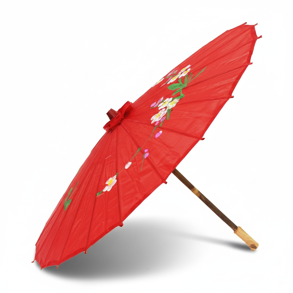 6x PARASOL UMBRELLA Chinese Japanese Bamboo Flower Pattern 80cm Large BULK - Red - Image 3