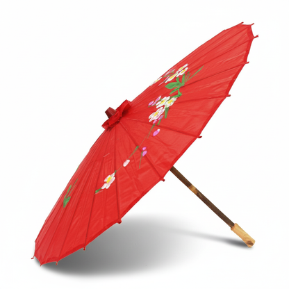 6x PARASOL UMBRELLA Chinese Japanese Bamboo Flower Pattern 80cm Large BULK - Red - Image 3