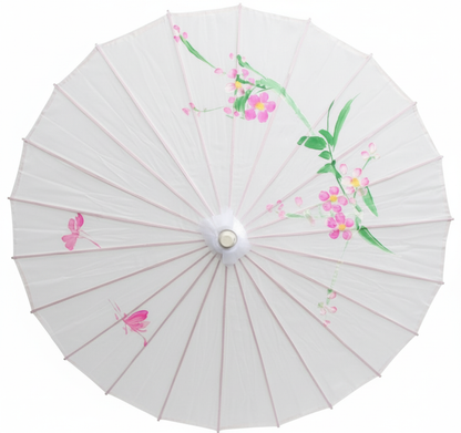 6x PARASOL UMBRELLA Chinese Japanese Bamboo Flower Pattern 80cm Large BULK - White - Image 4