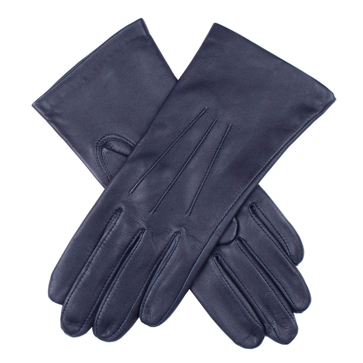 Dents Womens Elizabeth Silk Lined Leather Gloves - Navy - Image 2