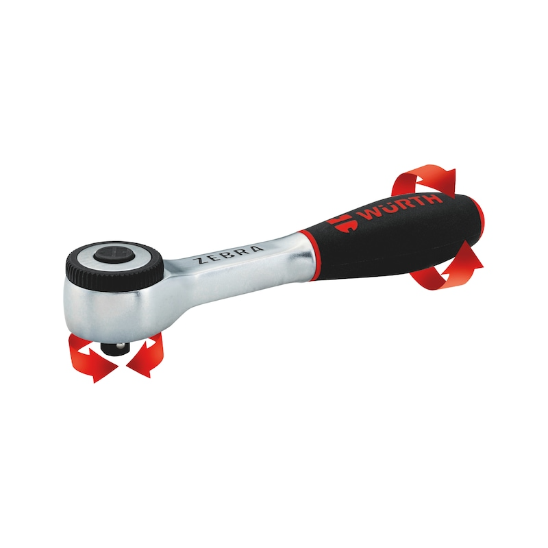 Wurth 1/4" Reversible Ratchet Wrench 360 Degree Twist Handle Chrome Vanadium 135mm - Image 5
