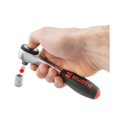 Wurth 1/4" Reversible Ratchet Wrench 360 Degree Twist Handle Chrome Vanadium 135mm - Image 6