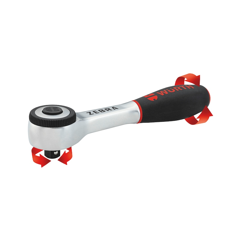 Wurth 3/8" Reversible Ratchet Wrench 360° Twist Handle Chrome Vanadium 175mm DIN 3122 - Image 5