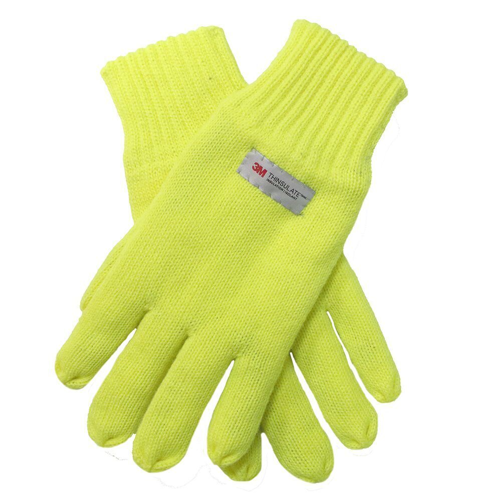 Dents 3M THINSULATE Gloves Snow Ski Knitted Hi Vis Fleece Workwear Winter - Fluro Yellow - Image 2