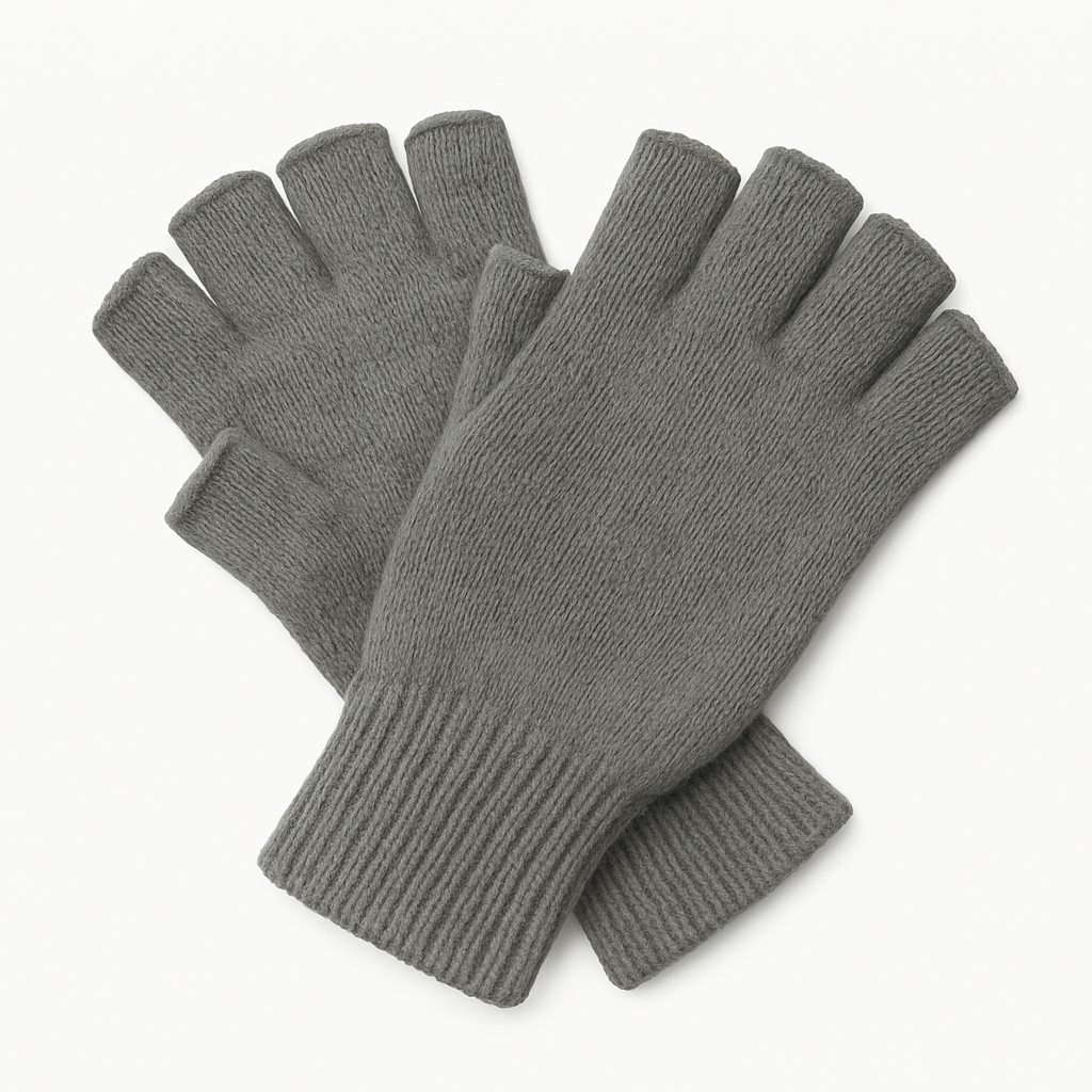 DENTS 3M THINSULATE Polar Fleece Fingerless Gloves Warm Knitted Insulation - Charcoal - Image 2