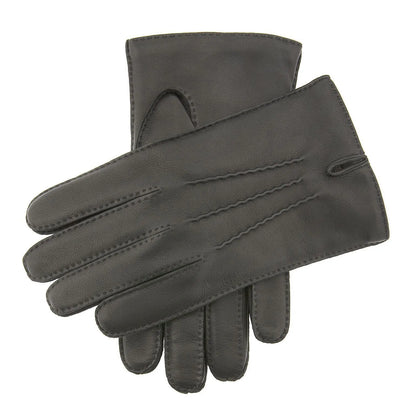 Dents Mens Leather Glove With Three Stitch Points w Wool Lining Warm Winter - Black - Image 2