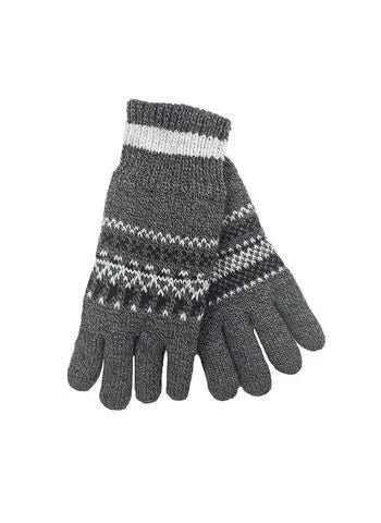 Dent's Mens Thinsulate Lined Fairisle Knit Gloves - Black/Grey - Image 3