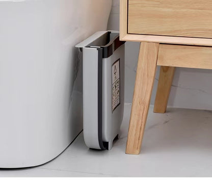 2x 9L Kitchen Wall Mounted Foldable Waste Bin Hanging Trash Can - Brown - Image 6