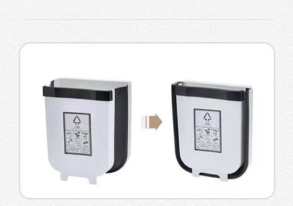 2x 9L Kitchen Wall Mounted Foldable Waste Bin Hanging Trash Can - Brown - Image 7