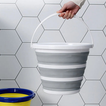10x 10L Foldable Collapsible Bucket Silicone Hike/Camp/Fish Bulk - Grey/White - Image 3