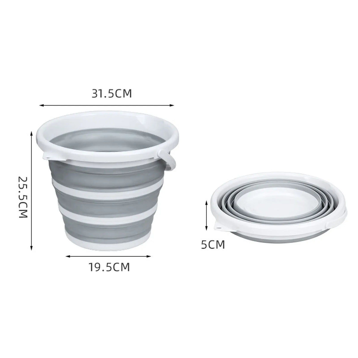 10x 10L Foldable Collapsible Bucket Silicone Hike/Camp/Fish Bulk - Grey/White - Image 5