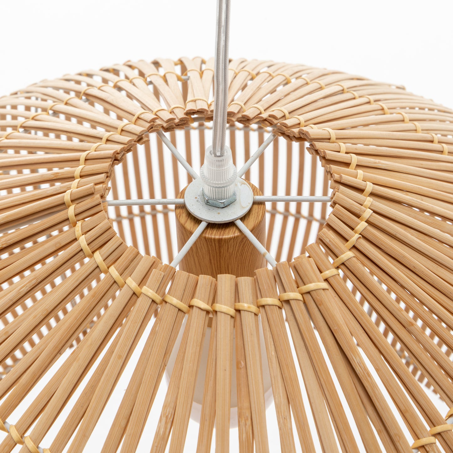 Solara Sphere Natural Hand-Woven Bamboo Cage Pendant Lamp Light - Image 7