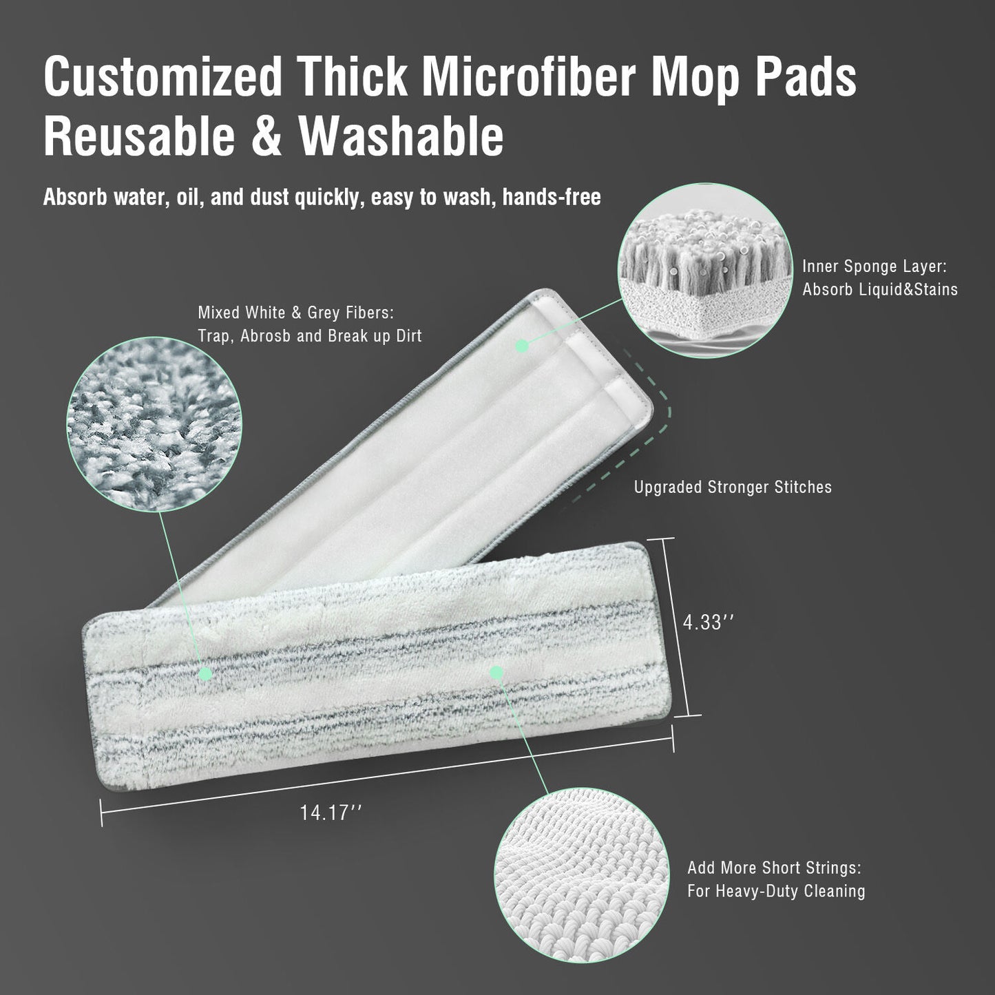 Premium Microfiber Flat Mop Bucket Set w/ Clean & Dirty Water Separation 360 Degree - Light Green - Image 6