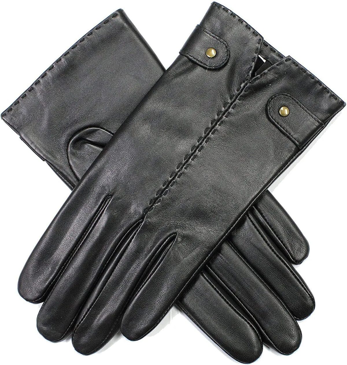 Dents Womens Audrey Leather Gloves with Fleece Lining Hand Stitched in Brown - Image 4