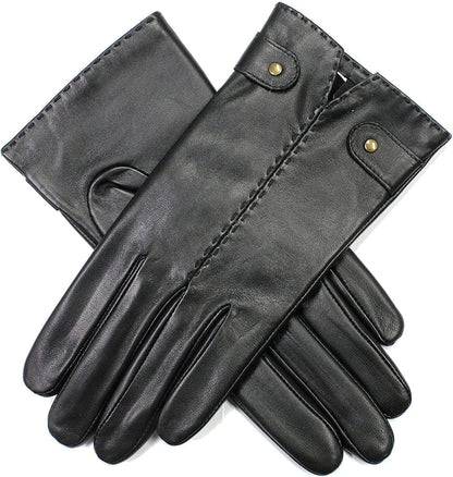 Dents Womens Audrey Leather Gloves with Fleece Lining Hand Stitched in Brown - Image 4