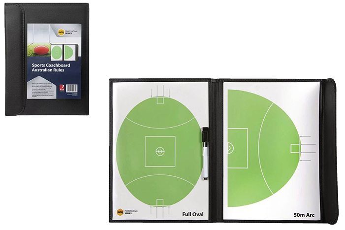 Marbig AFL Coach Board Pad Footy Football Full Oval & 50m Arc with Marker in All-Weather Case - Image 2