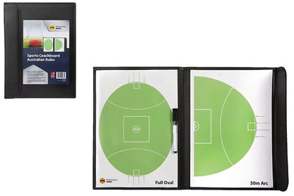Marbig AFL Coach Board Pad Footy Football Full Oval & 50m Arc with Marker in All-Weather Case - Image 2