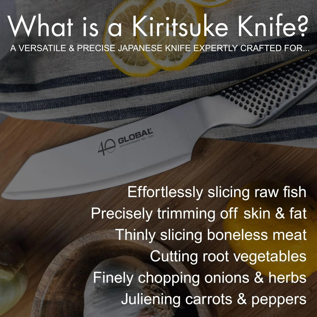 Global 40th Anniversary Kiritsuke Knife 15cm in Stainless Steel - Image 6