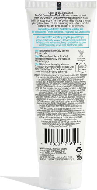 Bondi Sands 75m L Pure Self Tanning Sleep Mask Renew Hyaluronic Acid & Vitamin A - Image 3