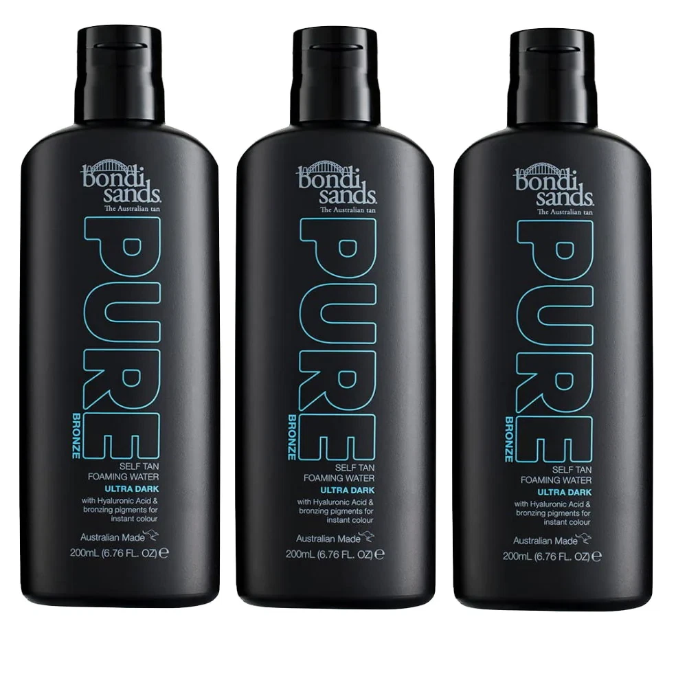 3x Bondi Sands 200ml Pure Bronze Self Tan Tanning Foaming Water Ultra Dark - Image 2