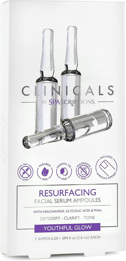 Spascriptions Clinicals Resurfacing Serum Ampoules 7-Pack 2.8ml Each Niacinamide Glycolic Acid PHAs Youthful Glow - Image 2