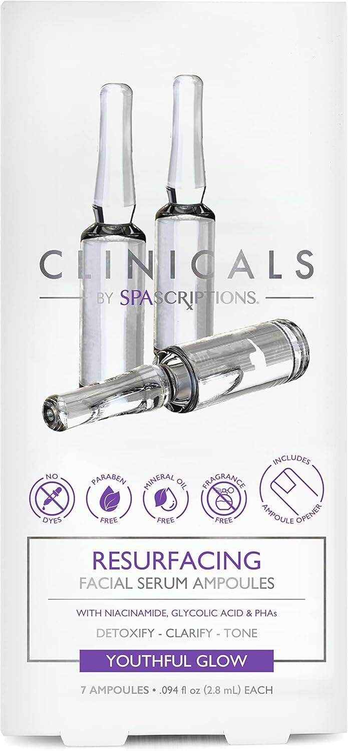 Spascriptions Clinicals Resurfacing Serum Ampoules 7-Pack 2.8ml Each Niacinamide Glycolic Acid PHAs Youthful Glow - Image 7
