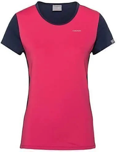 HEAD Girls Mia Tennis Top T-Shirt Competition Short Sleeve Tee - Pink/Dark Blue - Image 2