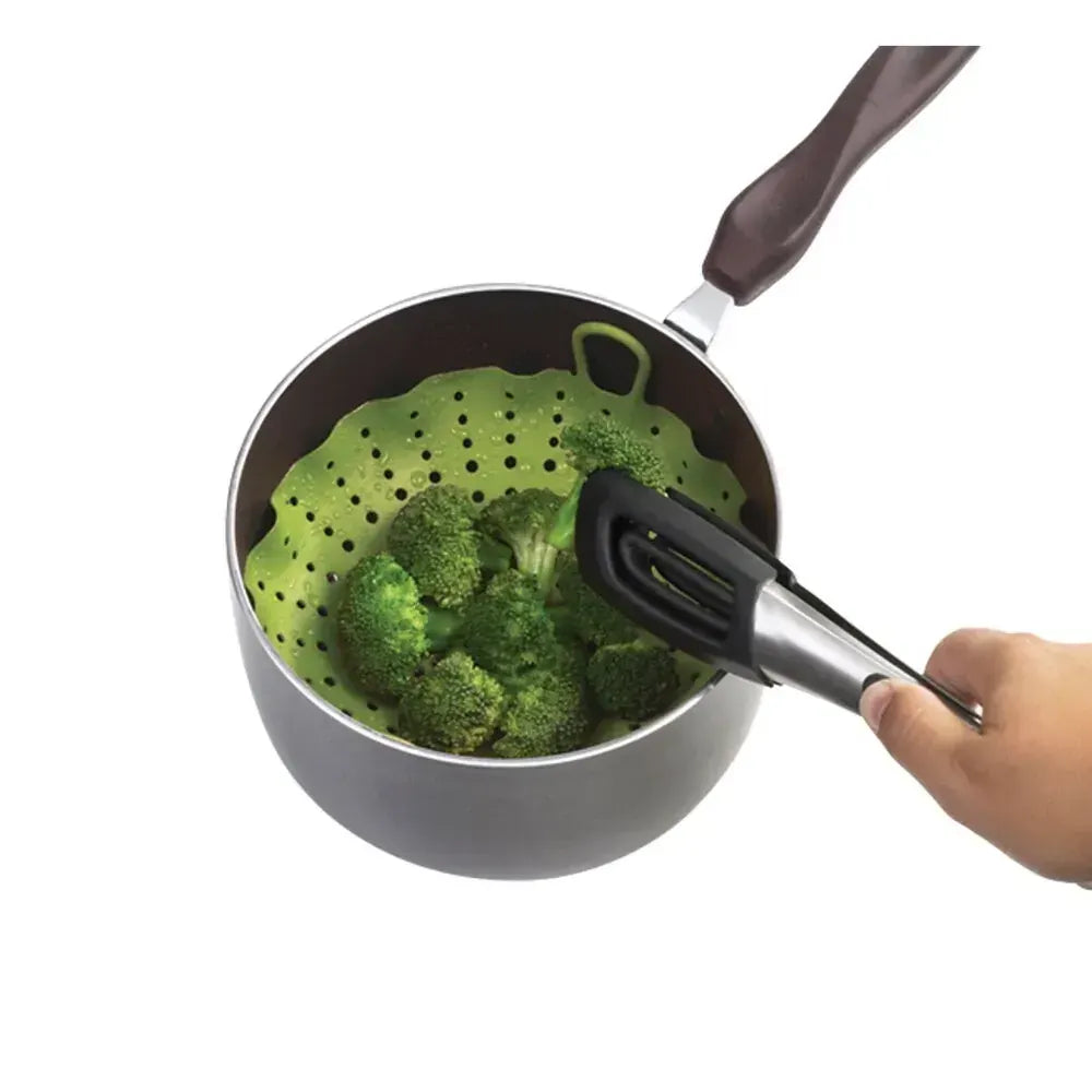 Chef'n Vibe Round 29.5cm Silicone Vegetable Steamer Kitchen Cooking Basket - Green - Image 3