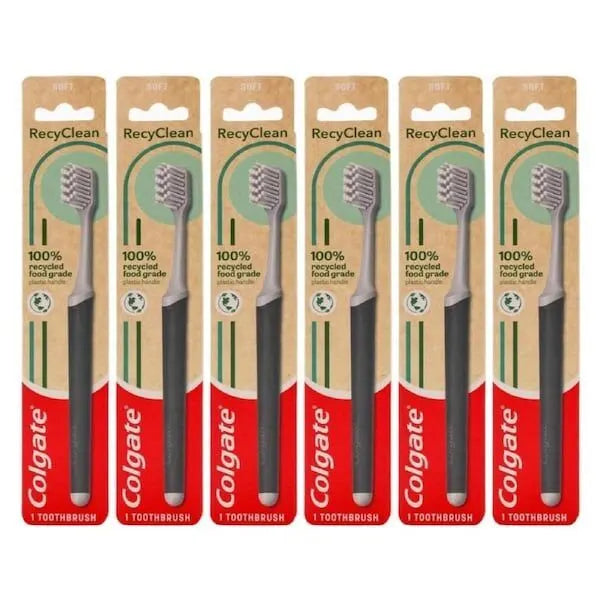 6x Colgate Toothbrush 100% Recycled Food Grade Plastic Handle Soft Bristles - Image 2