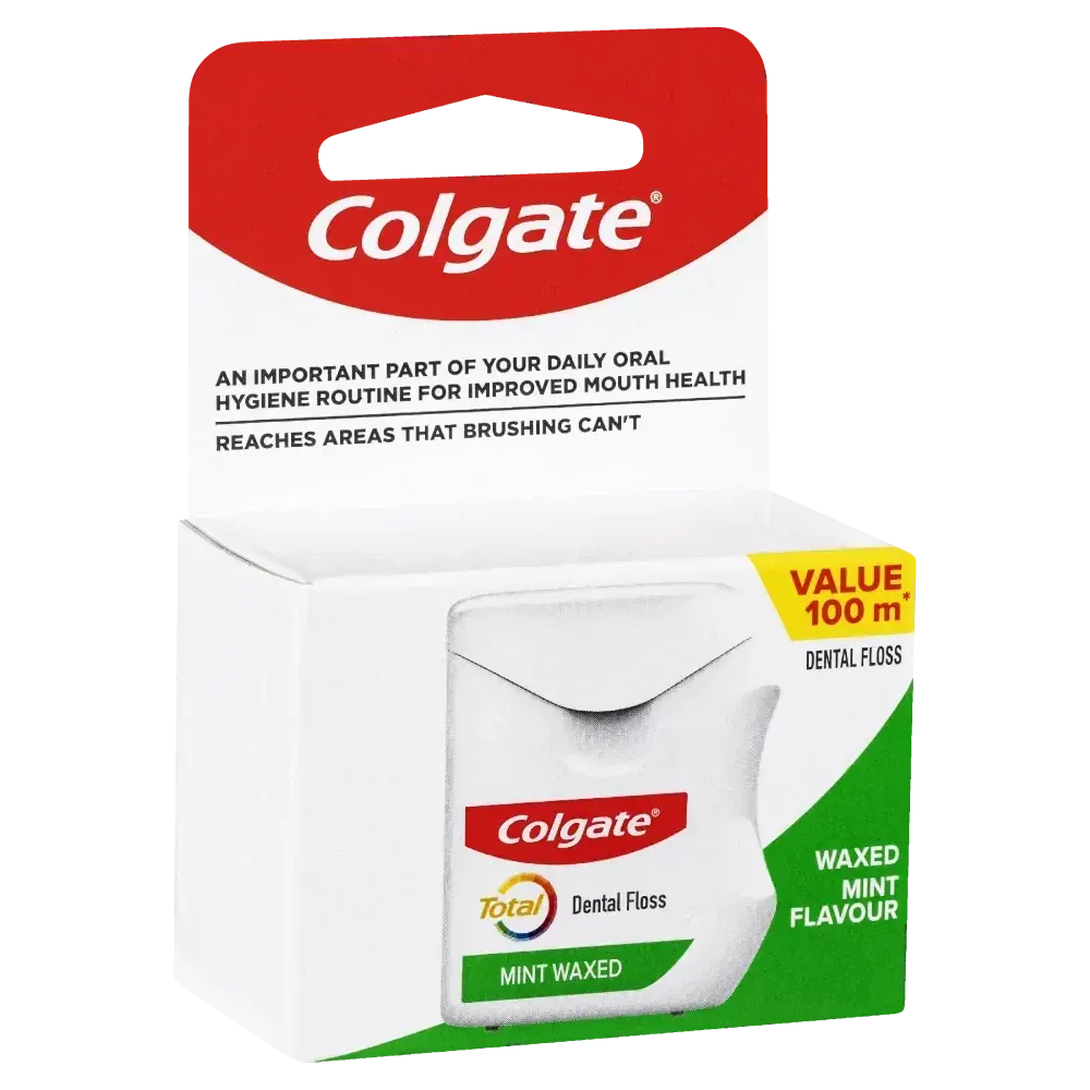 Colgate Total Dental Floss Mint Waxed Plaque Removal - 100m - Image 2