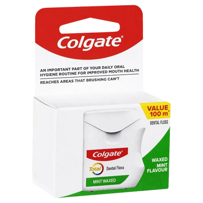 Colgate Total Dental Floss Mint Waxed Plaque Removal - 100m - Image 2