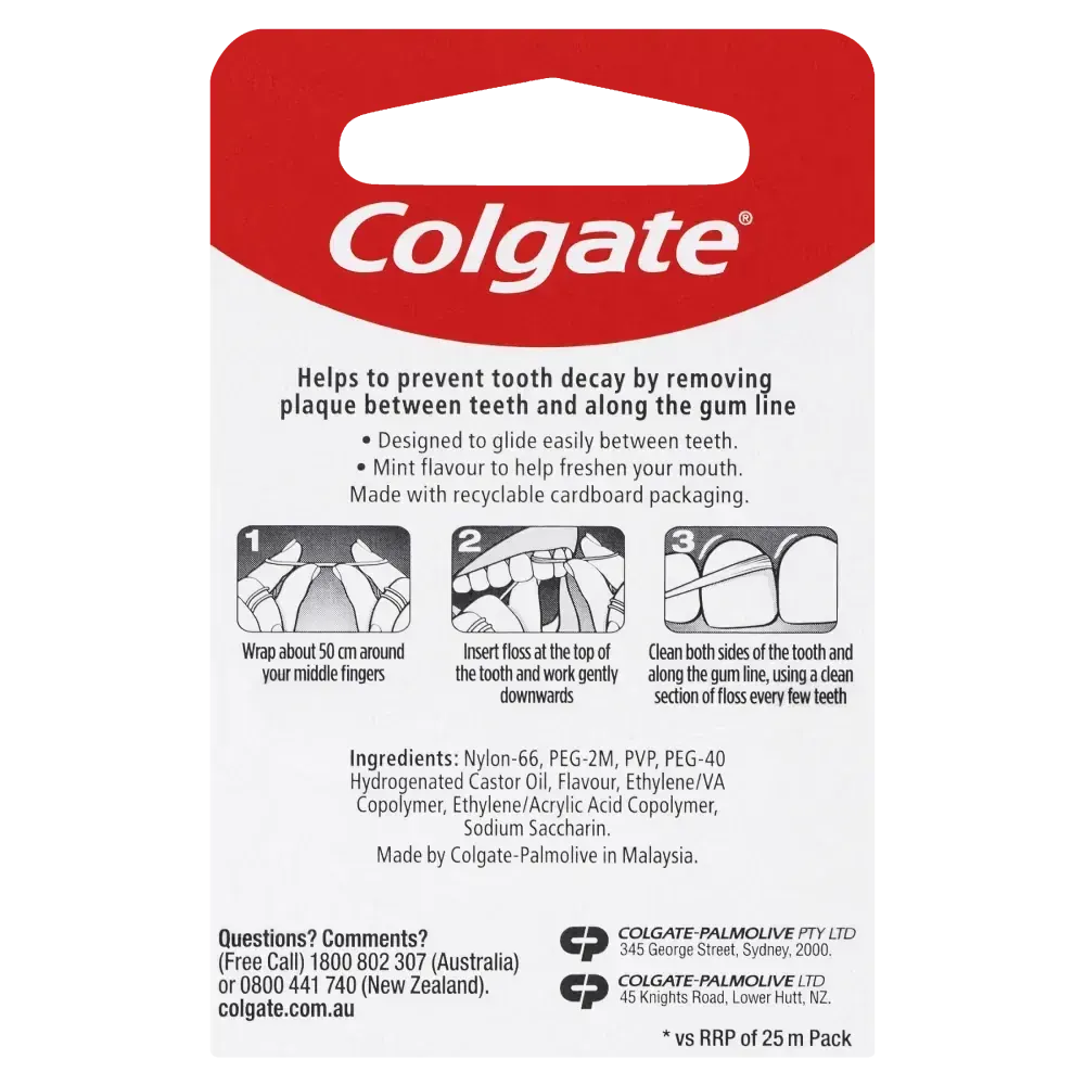 Colgate Total Dental Floss Mint Waxed Plaque Removal - 100m - Image 3