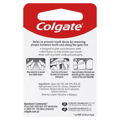 6x Colgate Total Dental Floss Mint Waxed Plaque Removal - 100m - Image 4