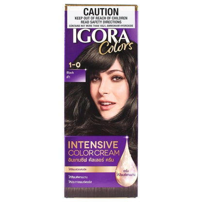 SCHWARZKOPF IGORA INTENSIVE COLOUR CREAM PERMANENT HAIR COLOUR BLACK 1-0 - Image 2
