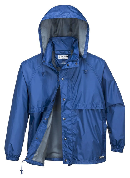 HUSKI STRATUS RAIN JACKET Waterproof Workwear Concealed Hood Windproof Packable - Cobalt - Image 9