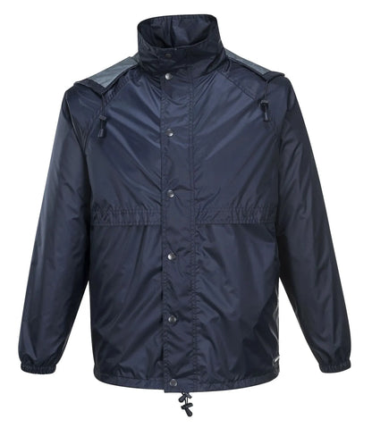 HUSKI STRATUS RAIN JACKET Waterproof Workwear Concealed Hood Windproof Packable - Navy Blue - Image 7