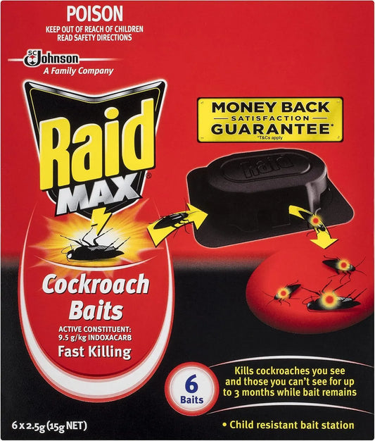 RAID 6x Baits Cockroach Baits Max Child Resistant Bait Station