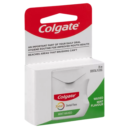 Colgate Total Dental Floss Mint Waxed Plaque Removal Gum Care - 25m