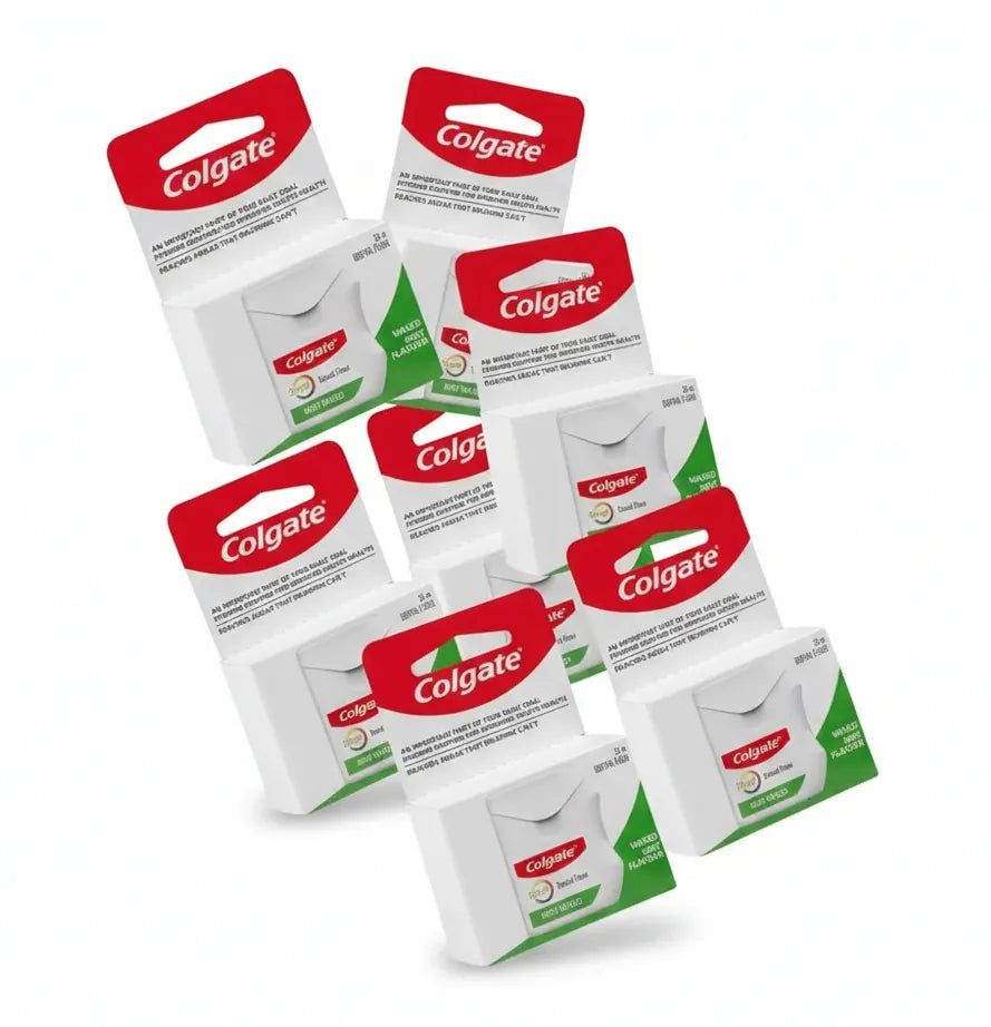 6x Colgate Total Dental Floss Mint Waxed Plaque Removal Gum Care - 25m - Image 2