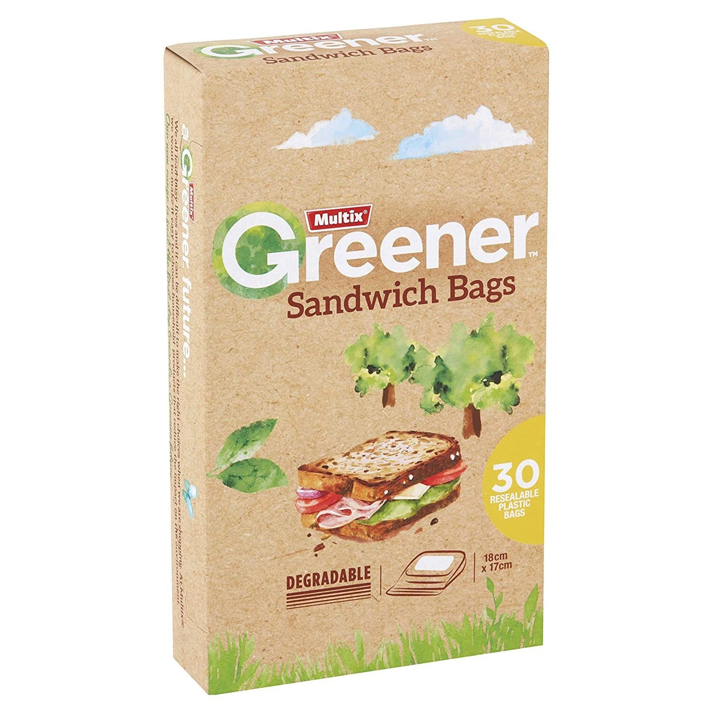 Multix Degradable Sandwich Bags 18cm x 17cm - 1 Pack of 30 - Image 2