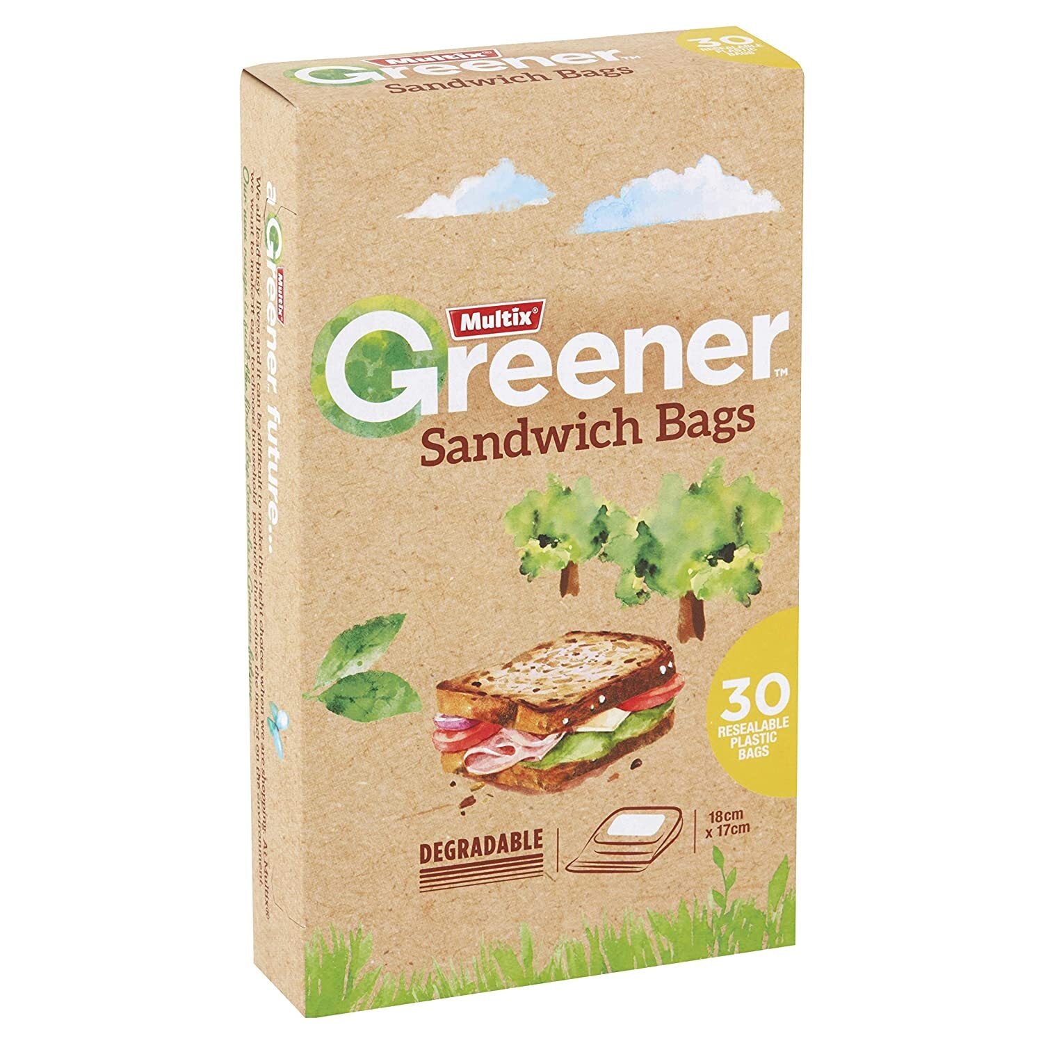 Multix Degradable Sandwich Bags 18cm x 17cm - 1 Pack of 30 - Image 2