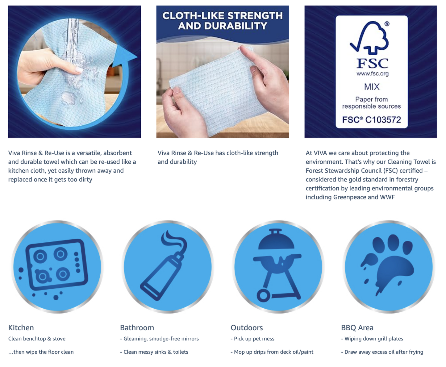 Viva Paper Towel Rinse & Re-Use Towel Reusable 20 Sheets - Image 3