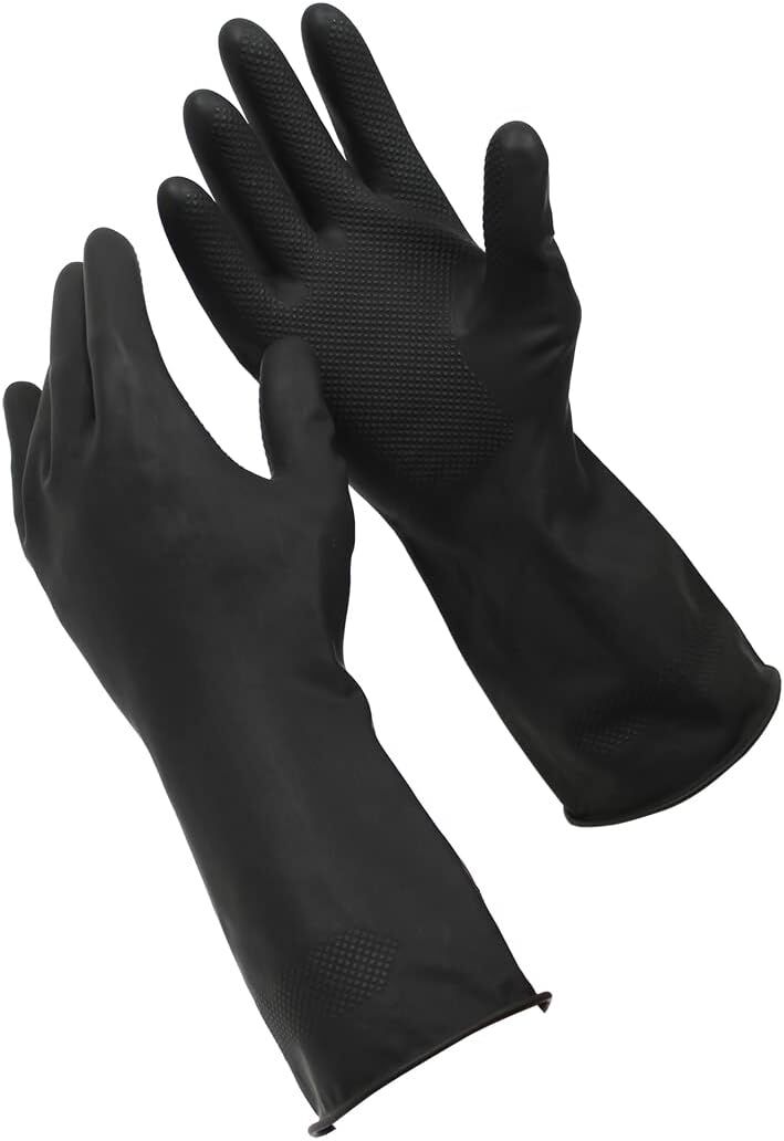 12 Pairs Sabco Heavy Duty Latex Gloves w/ Cotton Lining - Large Size - Image 3