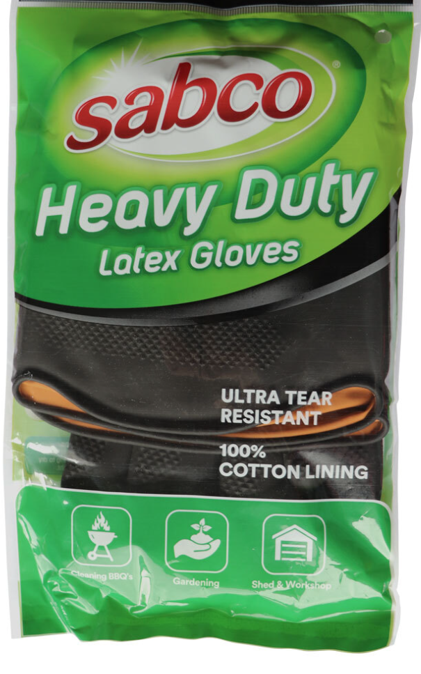 1 Pair Sabco Heavy Duty Latex Gloves w/ Cotton Lining - Large Size - Image 3